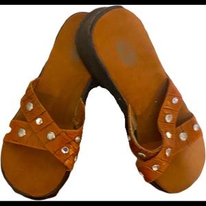 Roper Women's Chunk Wedge Sandals Brown Leather